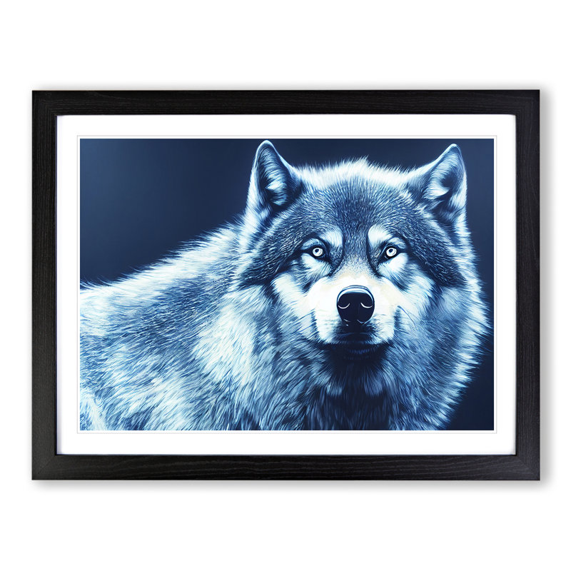 XH1022-10277X Wolf Portrait Vol.7 - Single Picture Frame Print, Black , 46cm H x 64cm W