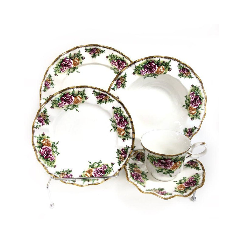 Service de table 20 pièces, service pour 4 country roses