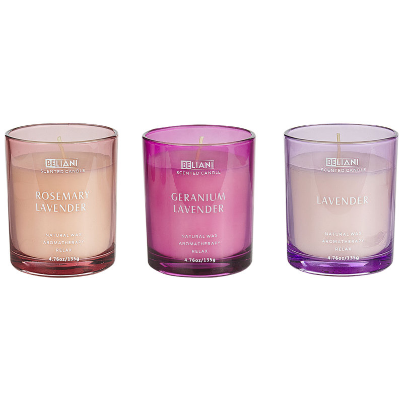 Scented Jar Candle, 7" L x 8" W, Pink/Purple/Red, Floral/Plant