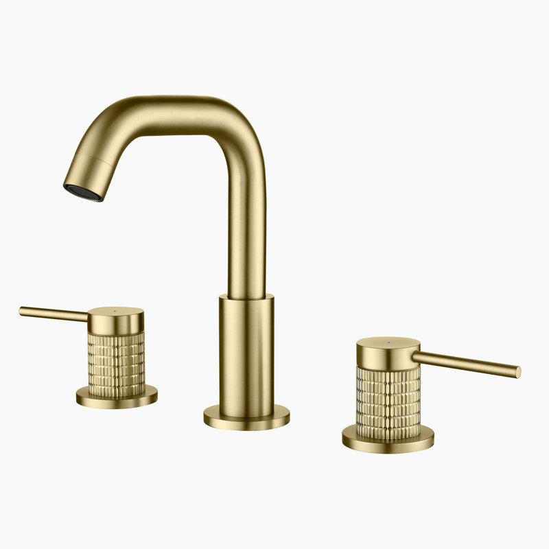 Widespread Bathroom Sink Faucet 2 Handle 3 Hole Bathroom Faucet, Brushed Gold