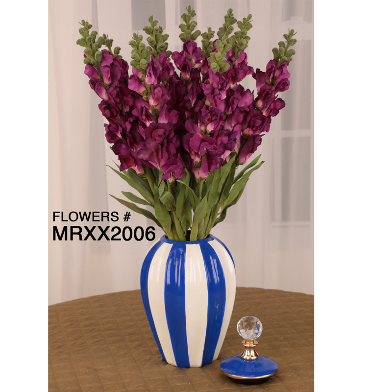 Ceramic Jar, 13" H x 6.5" W x 6.5" D, Blue/White