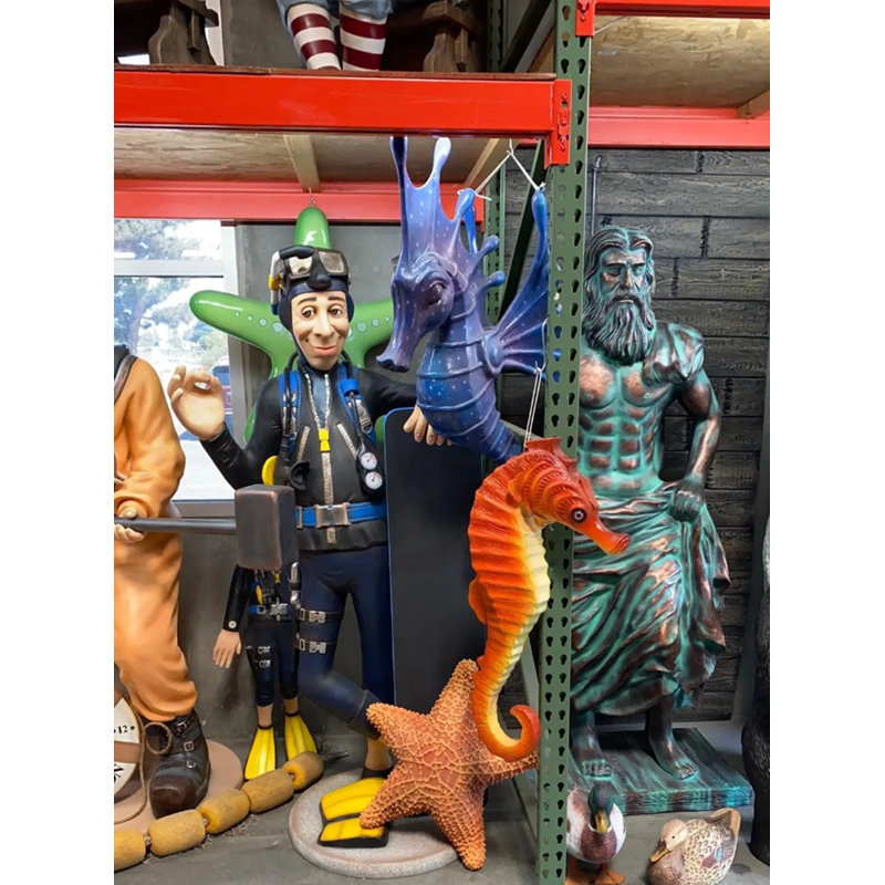 Jumbo Blue Seahorse Statue