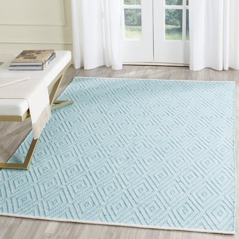 Haqeem Hand Woven Cotton Geometric Rug, Rectangle 4' x 6'