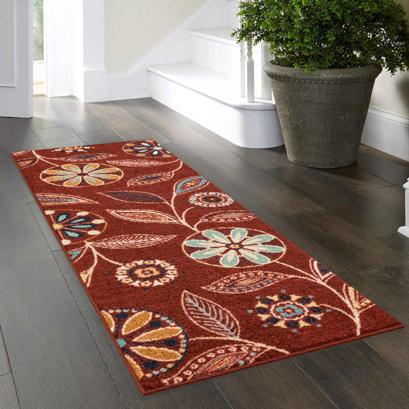 Adderley Floral Merlot Area Rug, Runner 2' x 6'