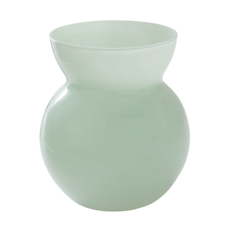 Handmade Glass Table Vase, Light Blue, 6.5" H x 5.5" W x 5.5" D