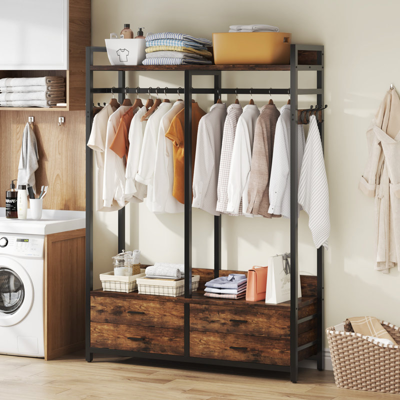 47.24'' Freestanding Clothes Rack With 4 Drawers