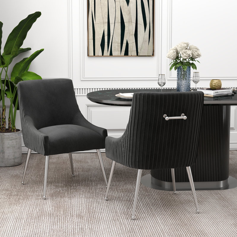 Chaise d'appoint en velours capitonné de 22 po Baudel, Noir