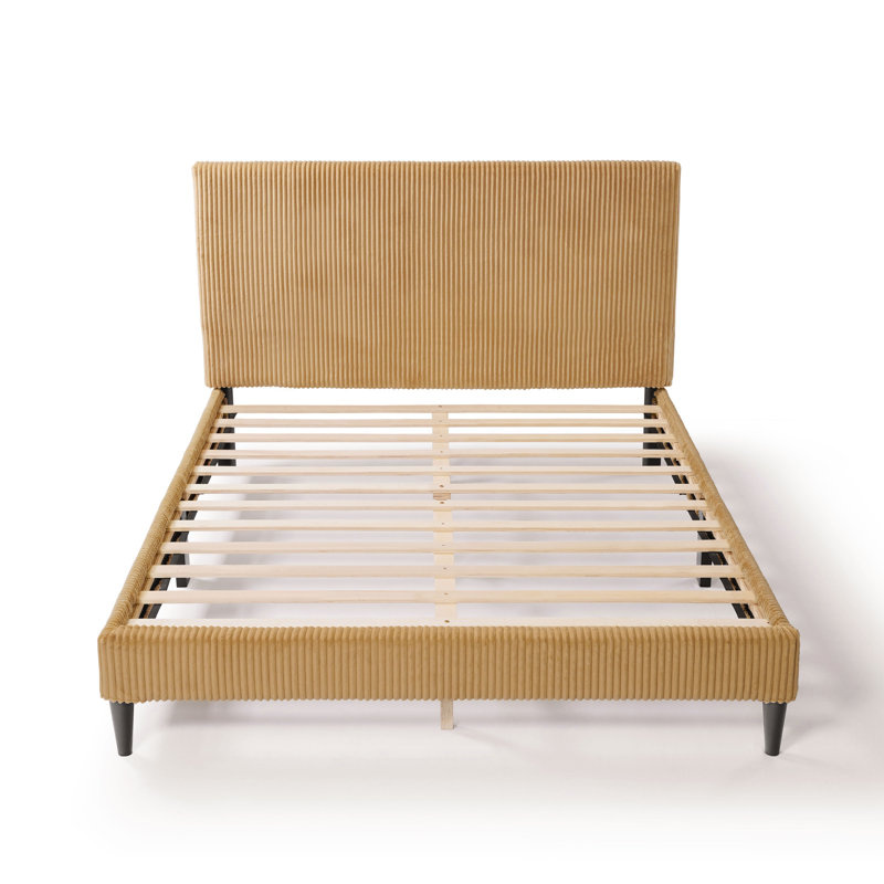 Lit plateforme tapissier Biral, Jaune