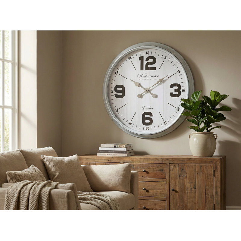 Horloge murale surdimensionnée blanche 30 pouces, décor de maison de campagne moderne, chiffres arabes, quartz de précision, grande horloge facile à lire