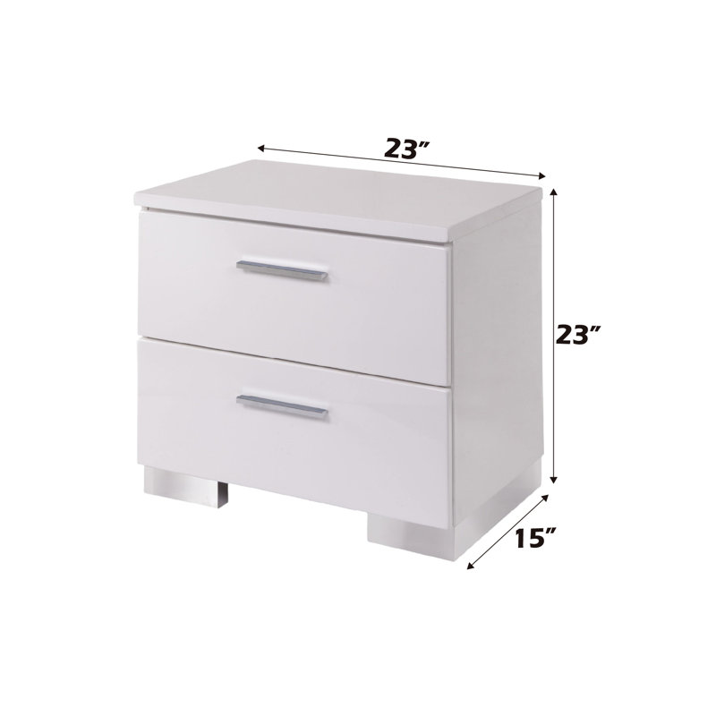 Table de chevet blanche moderne avec pieds - Armoire d'appoint élégante et spacieuse