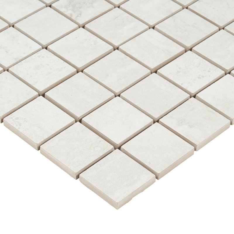 Essential Travertine 2" x 2" Porcelain Grid Mosaic Wall & Floor Tile, White