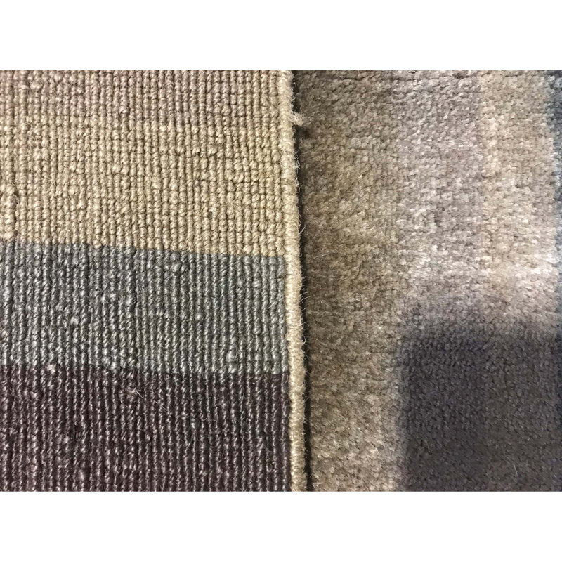 Tapis bleu, bleu marine et gris noué à la main de haute qualité, Rectangle 7 pi 9 po x 9 pi 9 po