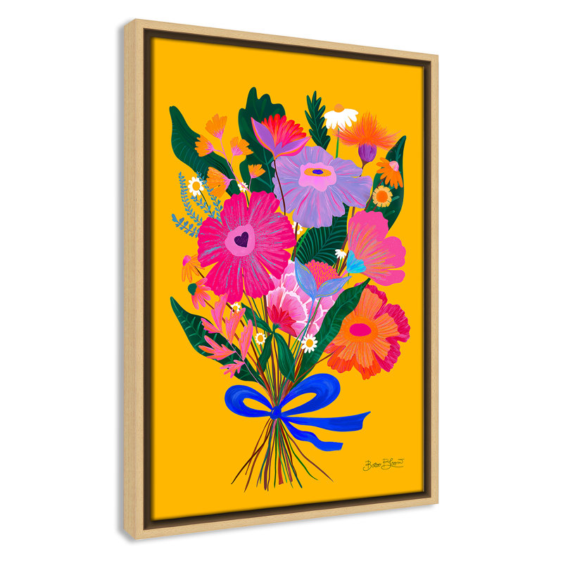 Imprimé éclectique de fleurs par Bloom, Toile avec cadre, Flotteur naturel, 13.5'' W x 19.5'' H