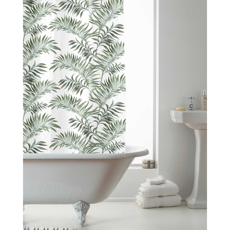 Leaf White PEVA Shower Curtain