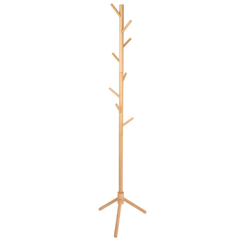 Solid Beech Wood Freestanding Coat Stand, Brown