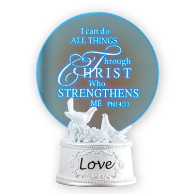 Lighted Tabletop Dove Sculpture With Bible Verse