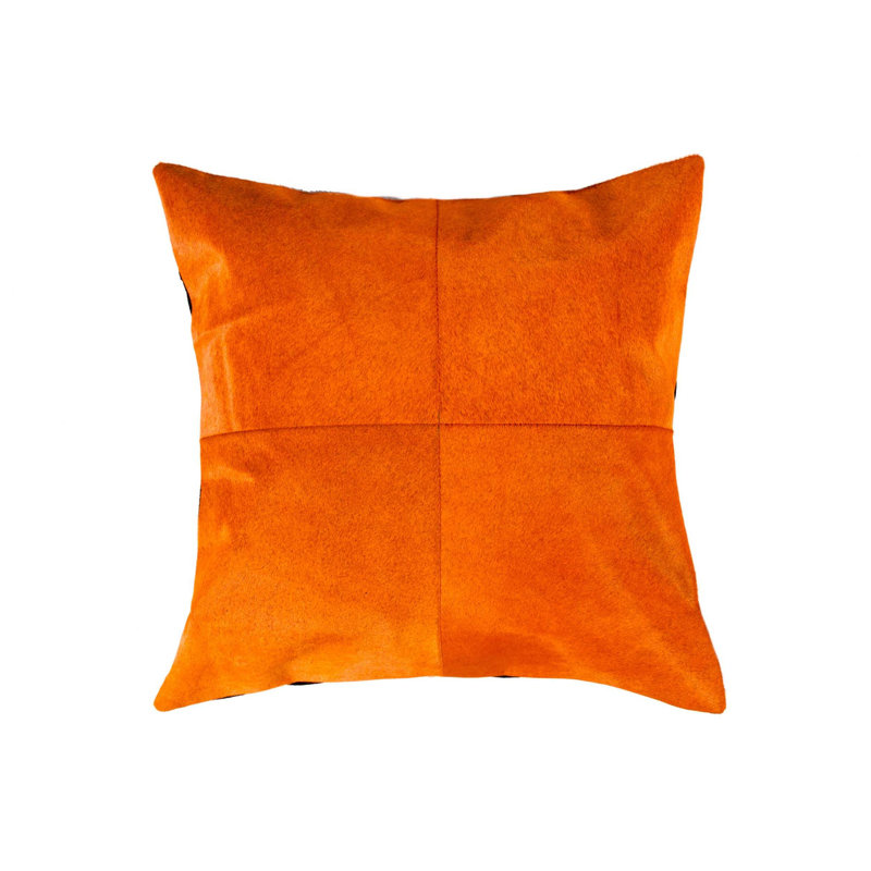 Coussin 18 "en peau de vache orange