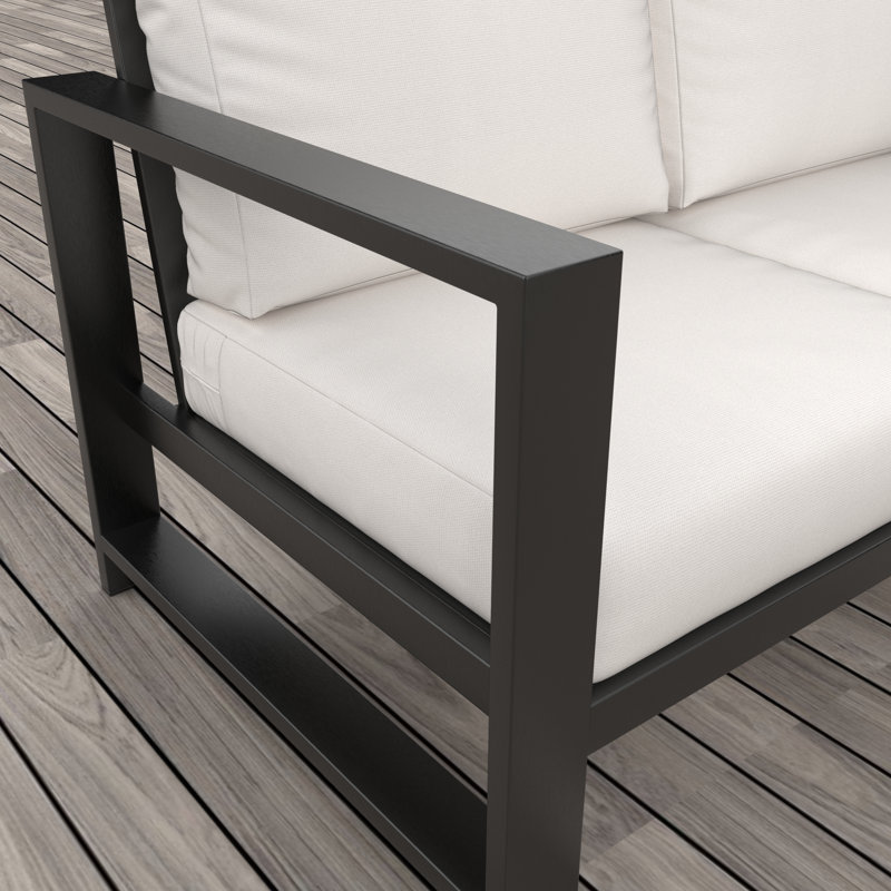 Dulcie 5-Person Seating Set with Sunbrella® Cushions, Canvas White Sunbrella® Canvas