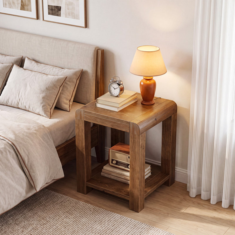 Square Solid Wood End Table
