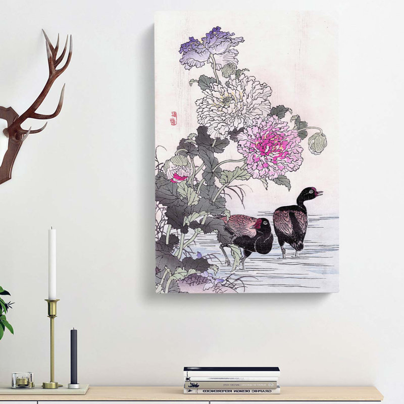Birds by the Pond by Kono Bairei - Wrapped Canvas, 76cm H x 50cm W x 3cm D