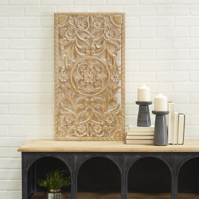 Décoration murale florale en bois