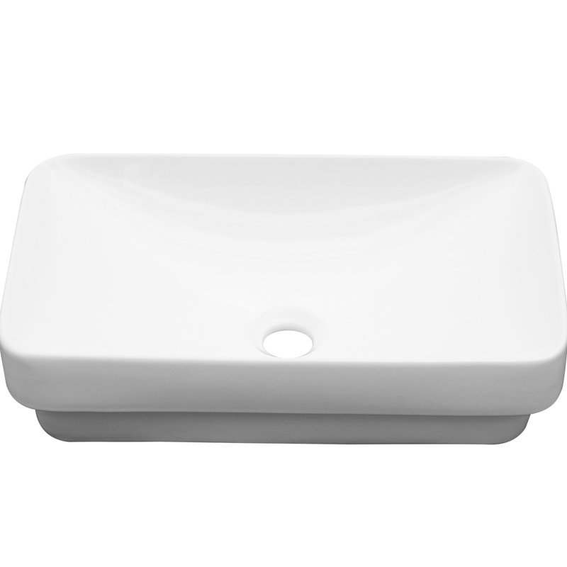 Lorcan White, , 19"X12", Ceramic Bathroom Vessel Sink, Extended Rectangular Basin, Functional Ergonomics, Low Maintenance, Standard Drain Size Shape, Easy To Wipe Clean