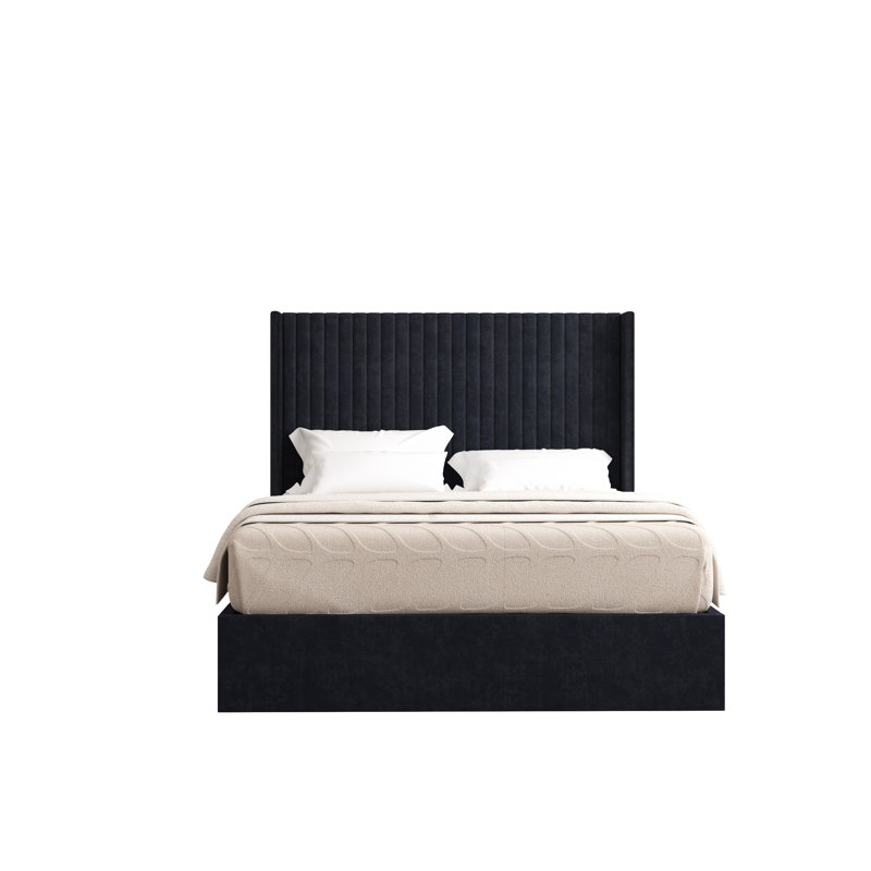 Barkat Upholstered Ottoman Storage Bed, Black, Single (3')