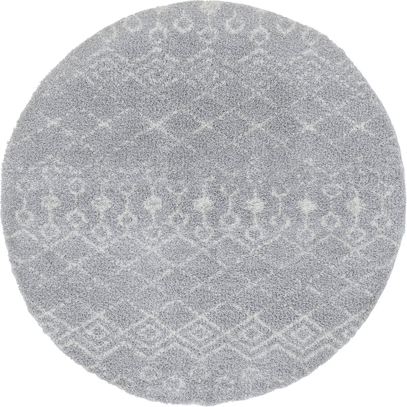 Tapis gris clair, Rond 7 pi 10 po