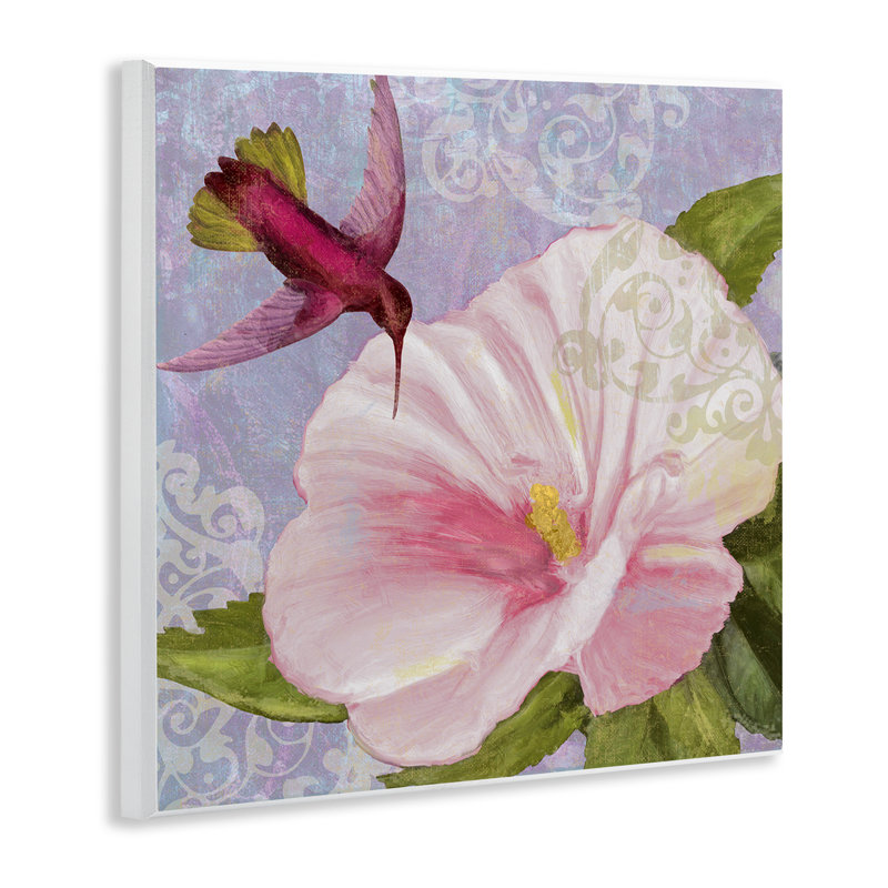 Plaque murale colibri avec fleur blanche, design par Sasha