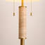 Lampe sur pied moderne de 65 po à 2 lumières, fini or brossé, abat-jour en dôme, accents de marbre et interrupteur au pied