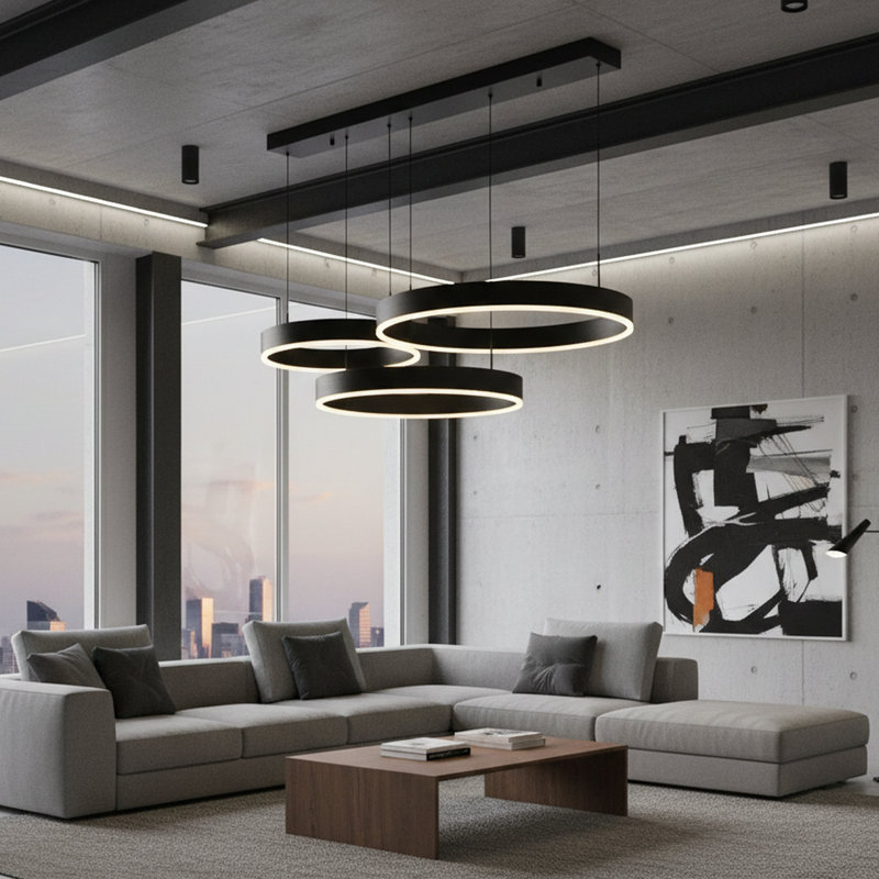 39.4Inch Modern Linear Chandelier Kitchen Island Pendant Warm White LED Switch Dimmable