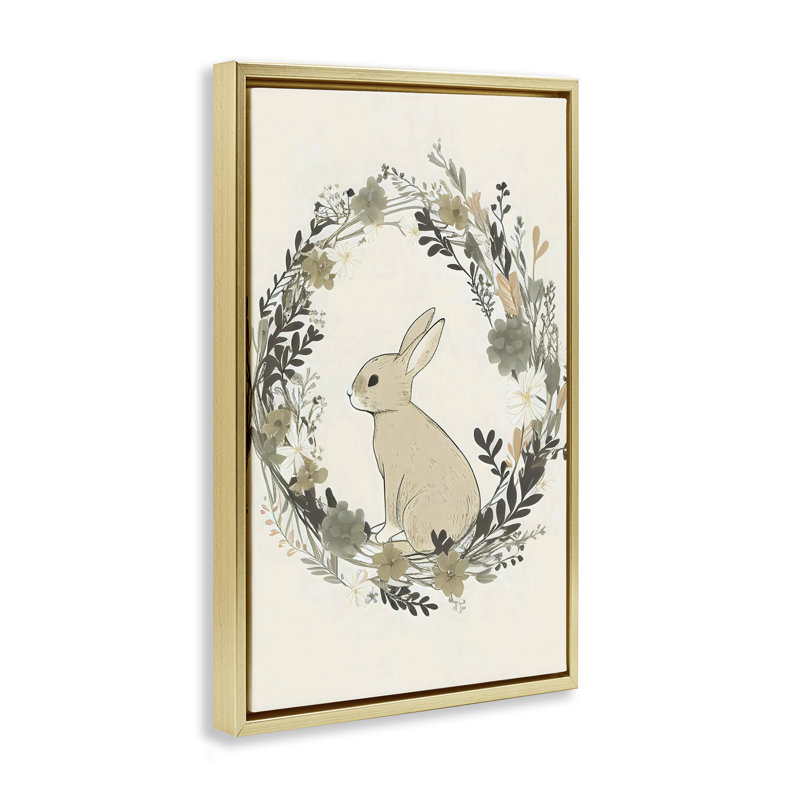 Cadre flottant couronne de lapin pastorale, design par Creative Studio, H 31 po x l 21 po, Cadre flottant métallique doré