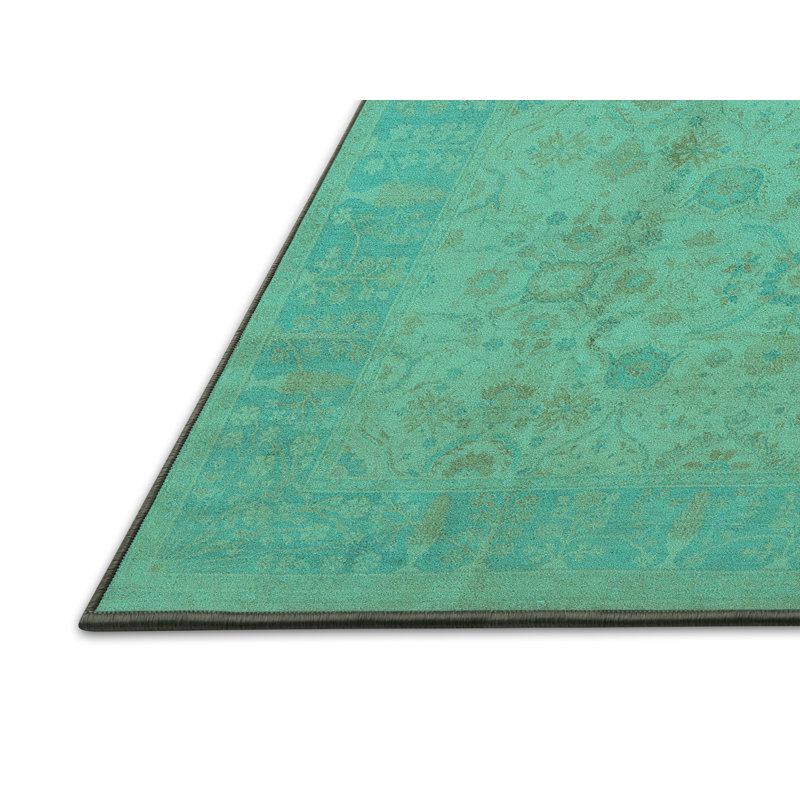 Tapis oriental en laine / polyester tissé à la machine en turquoise / brun, Tapis de couloir 2 pi x 5 pi