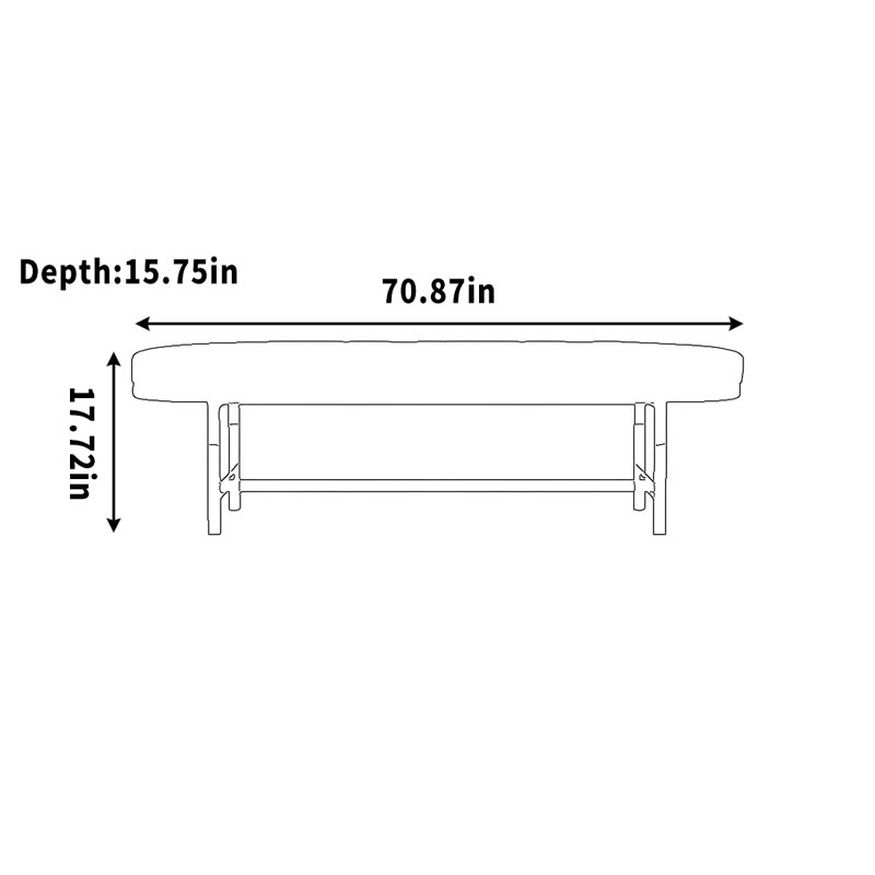 Kuerten, H 17,72 po x l 70,87 po x P 15,75 po