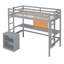 Structure de lit mezzanine en bois avec bureau et tableau d'écriture, lit mezzanine avec rangement-346272789-346272790