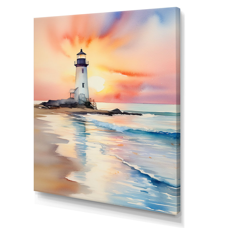 Coucher de soleil sur la plage 2 - Art mural plage, Toile tendue, H 32 po x l 24 po x P 1 po