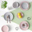 Waterside 24pc Grey and Pink Spinwash Dinner Set