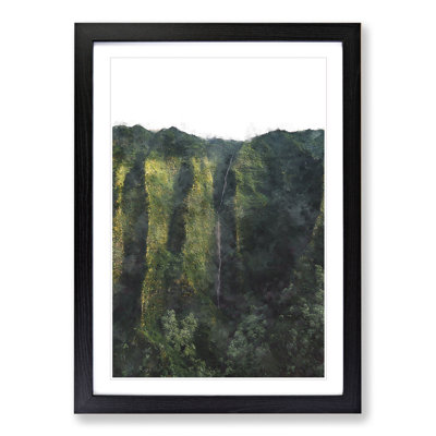 Kauai Waterfall in Hawaii - Framed Print