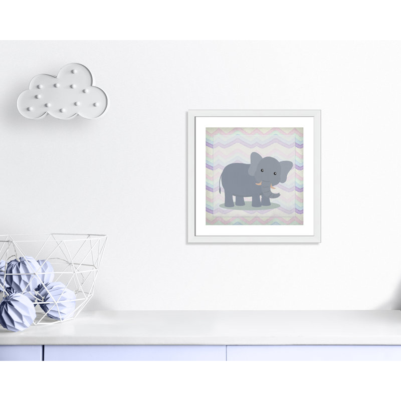 Art de l'éléphant rose, Encadré plat blanc, H 22,5 po x l 22,5 po x P 0,6 po