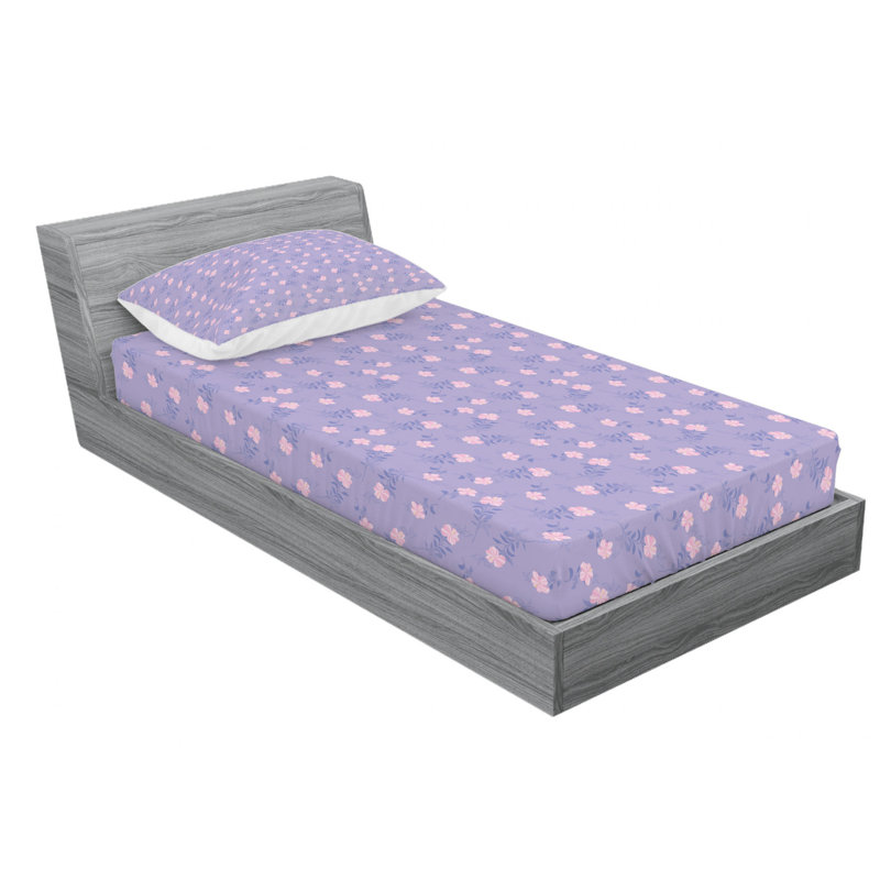 Microfiber Floral Fitted Sheet, Twin XL Fitted Sheet with 1 Pillowcase, Tropical Floral