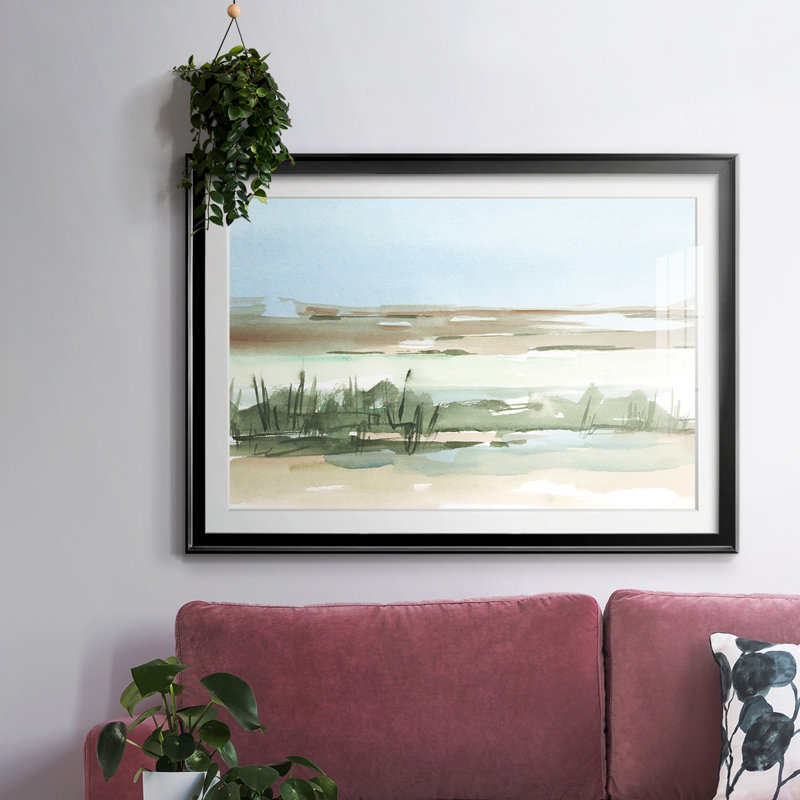 Peaceful Lowland I-FramedFramed Print W biseauté mat et verre, Noir, H 27 po x l 39 po x P 1,5 po