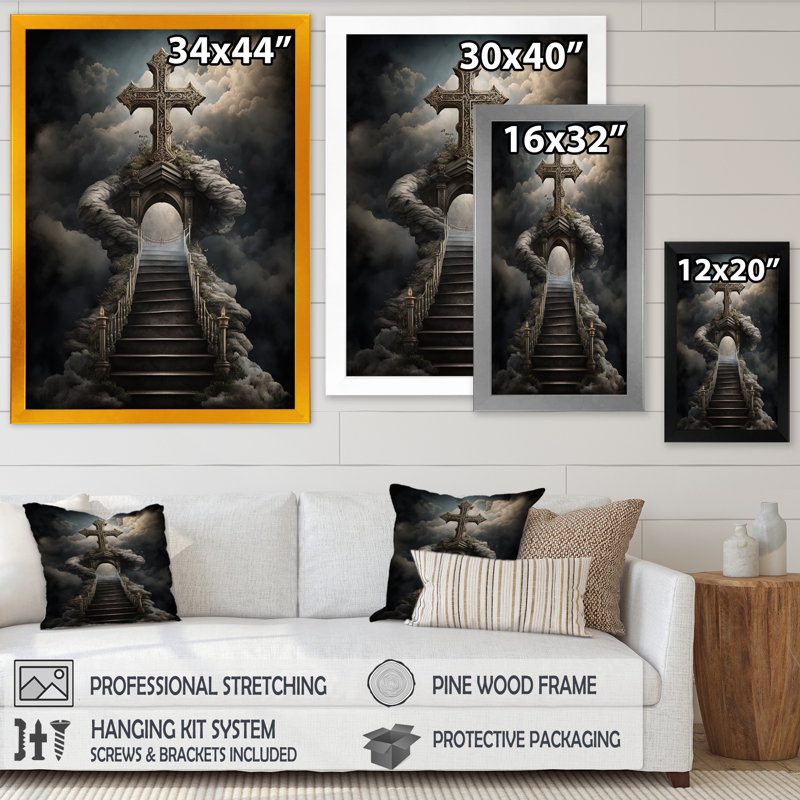 «Stairway to Heaven I», reproduction sur toile, Cadre photo noir, L 12 po x H 20 po
