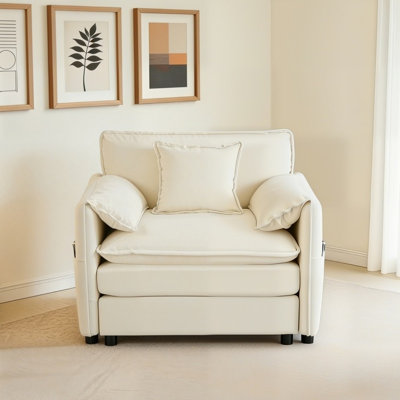 Fauteuil modulaire surdimensionné en chenille de 41,73 po avec coussins décoratifs et siège profond pour salon