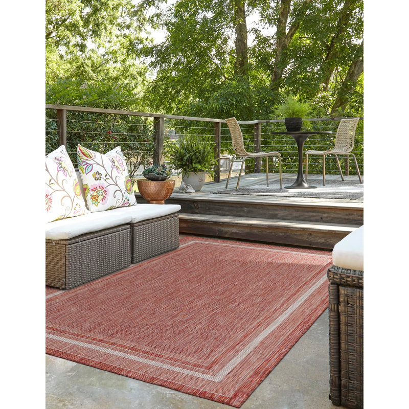 Tapis intérieur / extérieur Sevinc, Rouge, Rectangulaire 6 pi 1 po x 9 pi