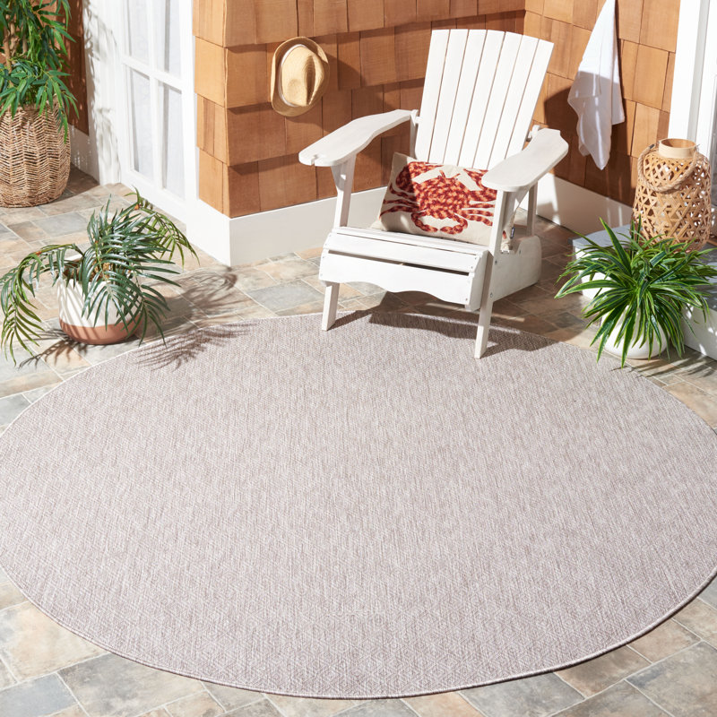 Sunaina Performance Solid Color Indoor/Outdoor Area Rug, Round 7'1"