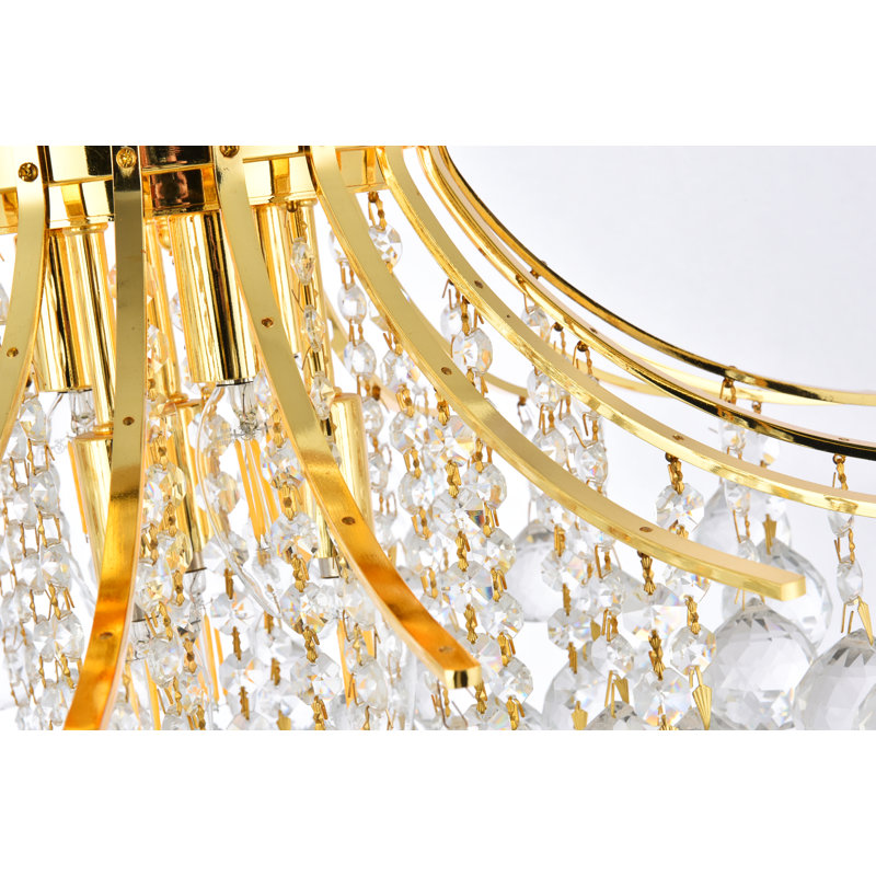 Plafonnier encastré 3 lumières Stoller, Or, 6 lumières, H 14 po x l 19 po x P 19 po