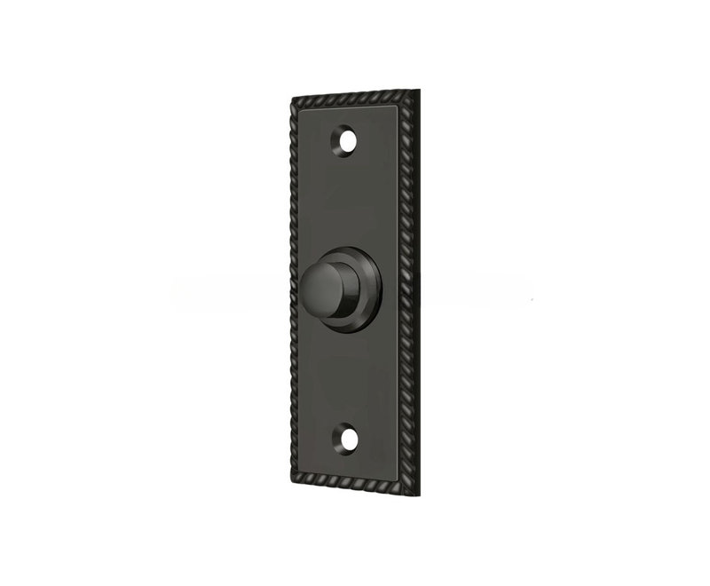 Clochette rectangulaire à motif de corde en bronze huilé, Bronze frotté à l'huile