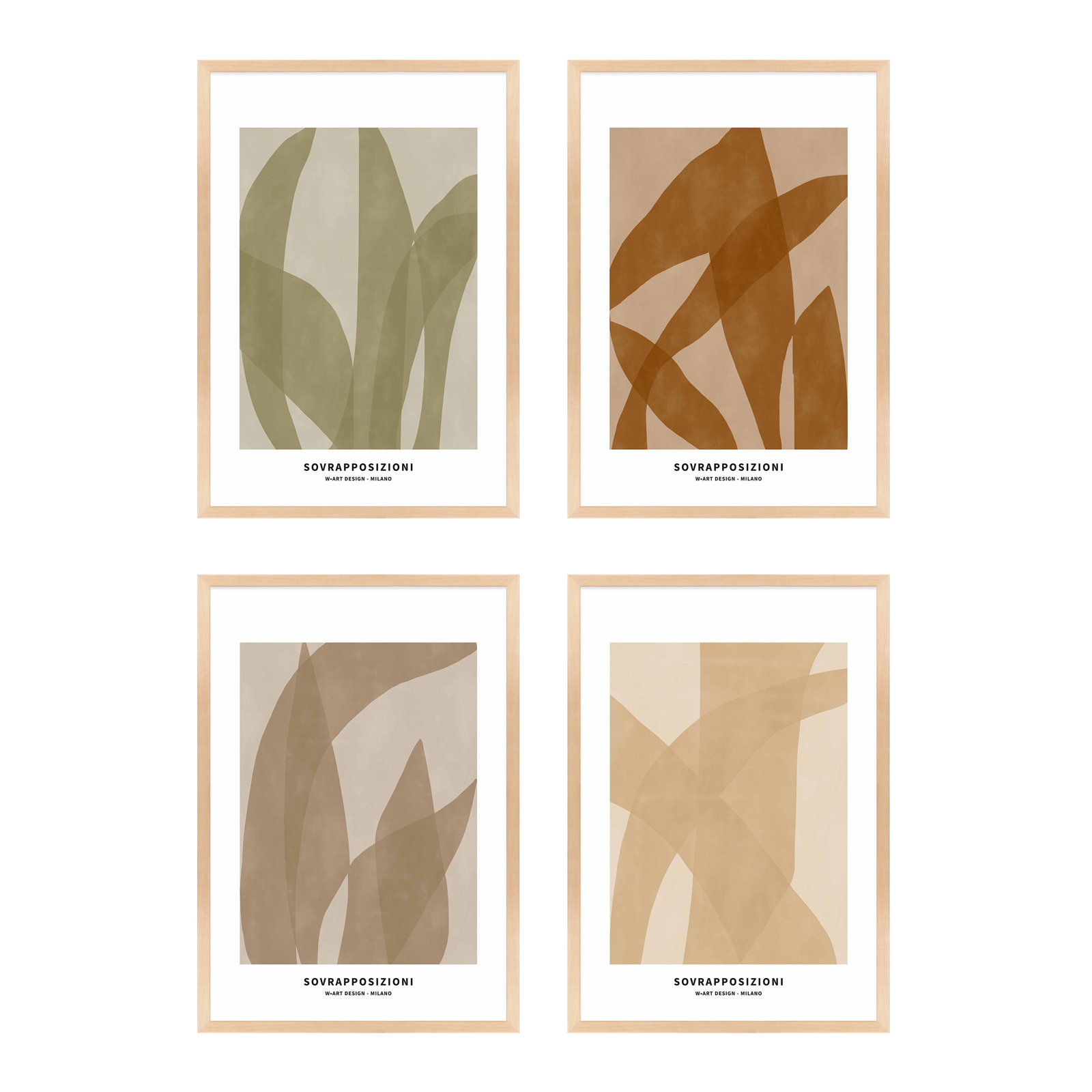 Zabini "Marine Flora" 4-Piece Wall Art Set, Maple, 50" H x 35" W x 1.25" D