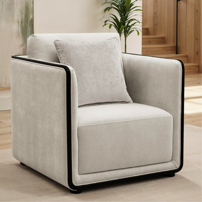 Chaise de style contemporain 1pc Chaise en mousse à haute densité avec pieds noirs Coussin de siège et dossier à finition taupe Salon principal