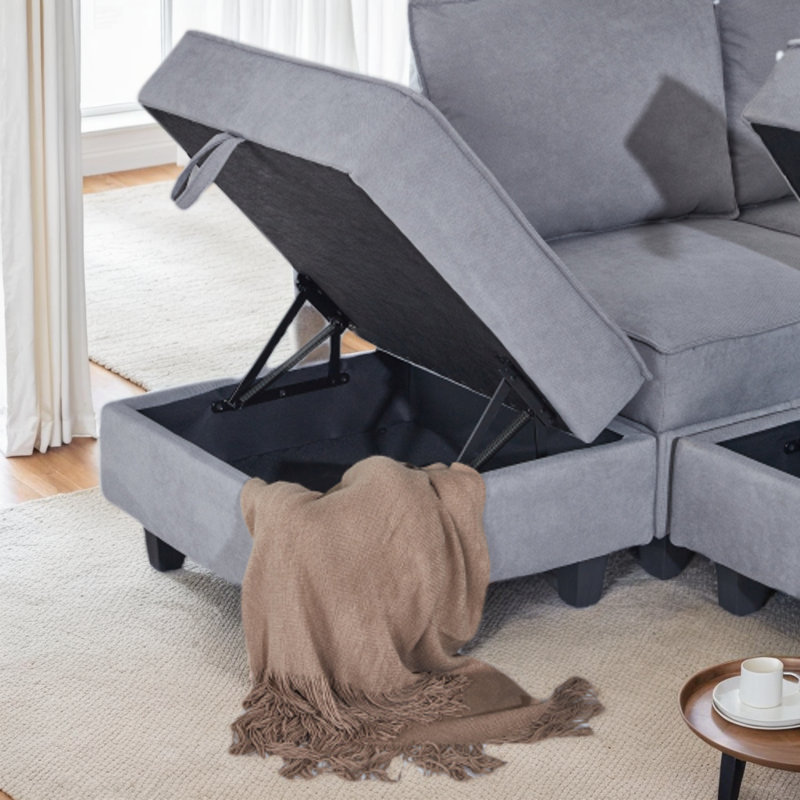 Canapé modulaire 7 pièces Salot, Gris chenille